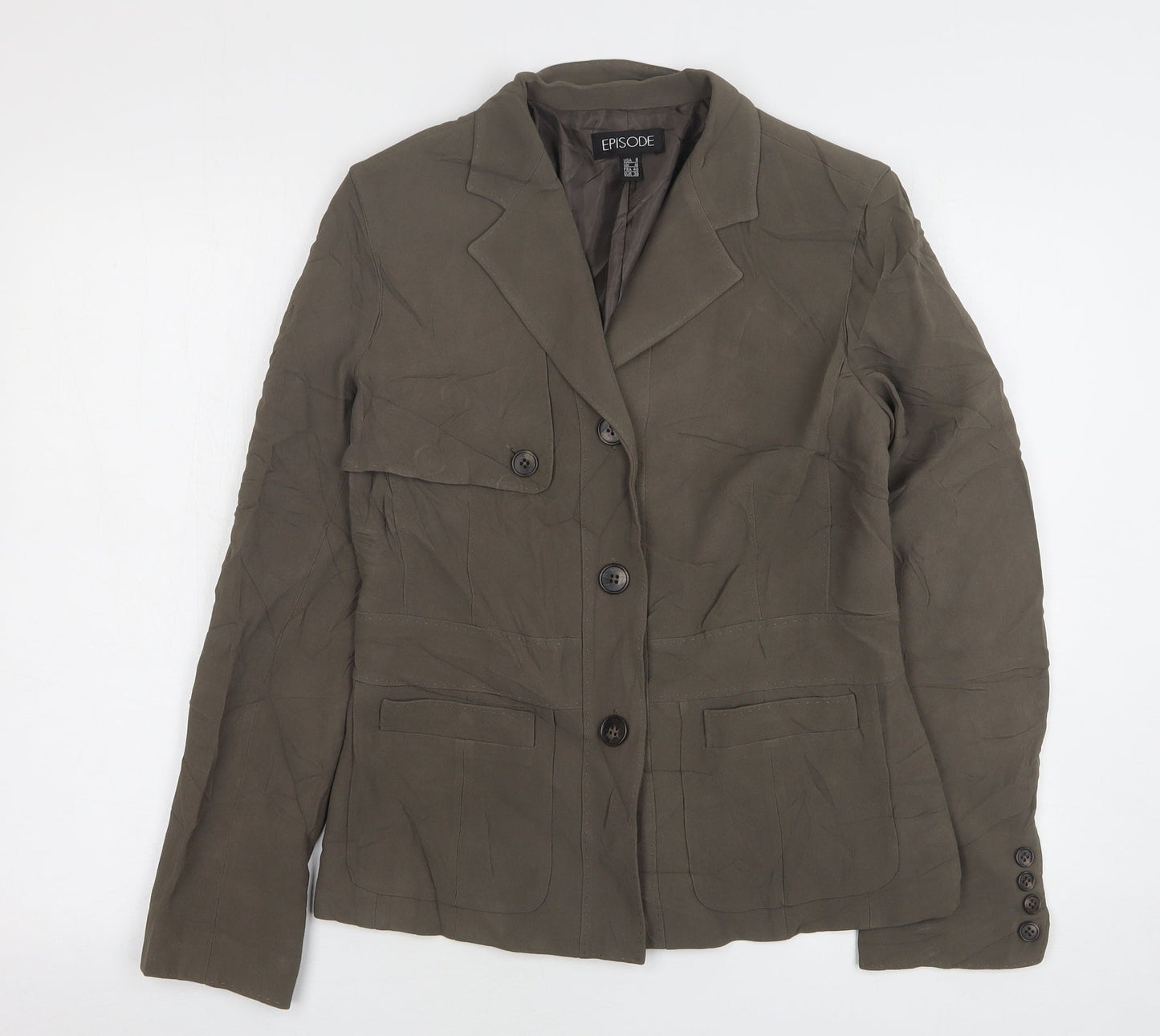 Episode Womens Green  Acetate Jacket Suit Jacket Size 10