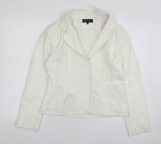 Poetic Land Womens White  Modal Jacket Suit Jacket Size 14