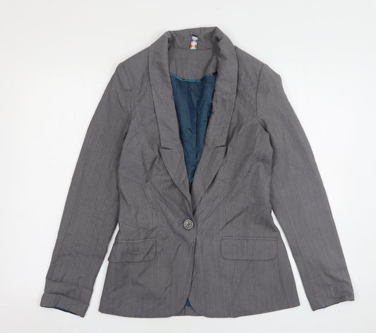 Denim & Co. Womens Grey  Polyester Jacket Suit Jacket Size 8
