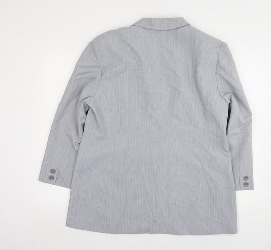 CLC  Womens Grey Striped Polyester Jacket Suit Jacket Size 16