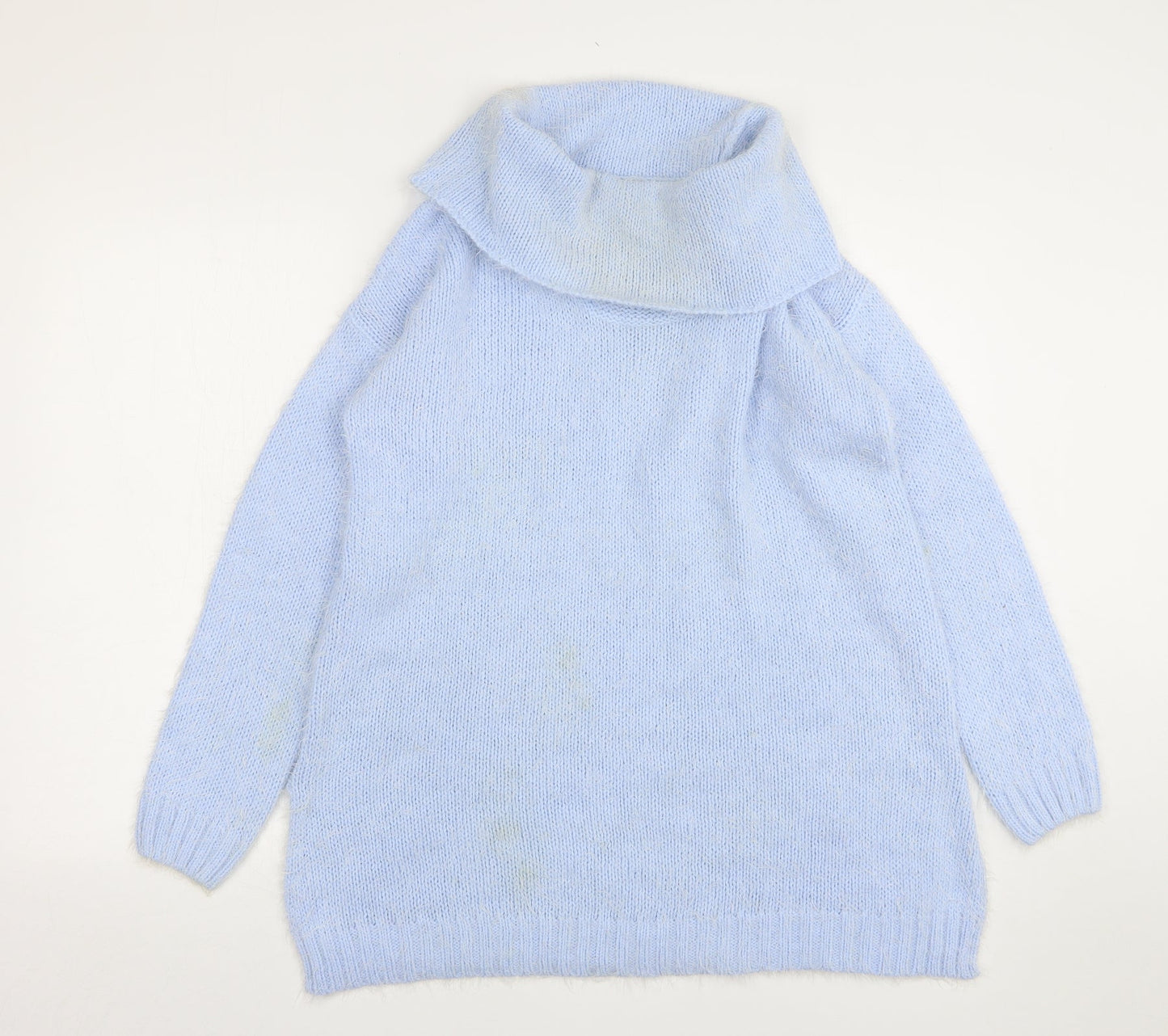 Papaya Womens Blue Roll Neck  Acrylic Pullover Jumper Size M