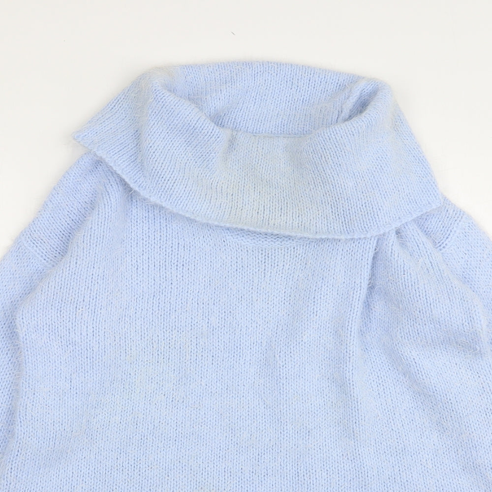 Papaya Womens Blue Roll Neck  Acrylic Pullover Jumper Size M
