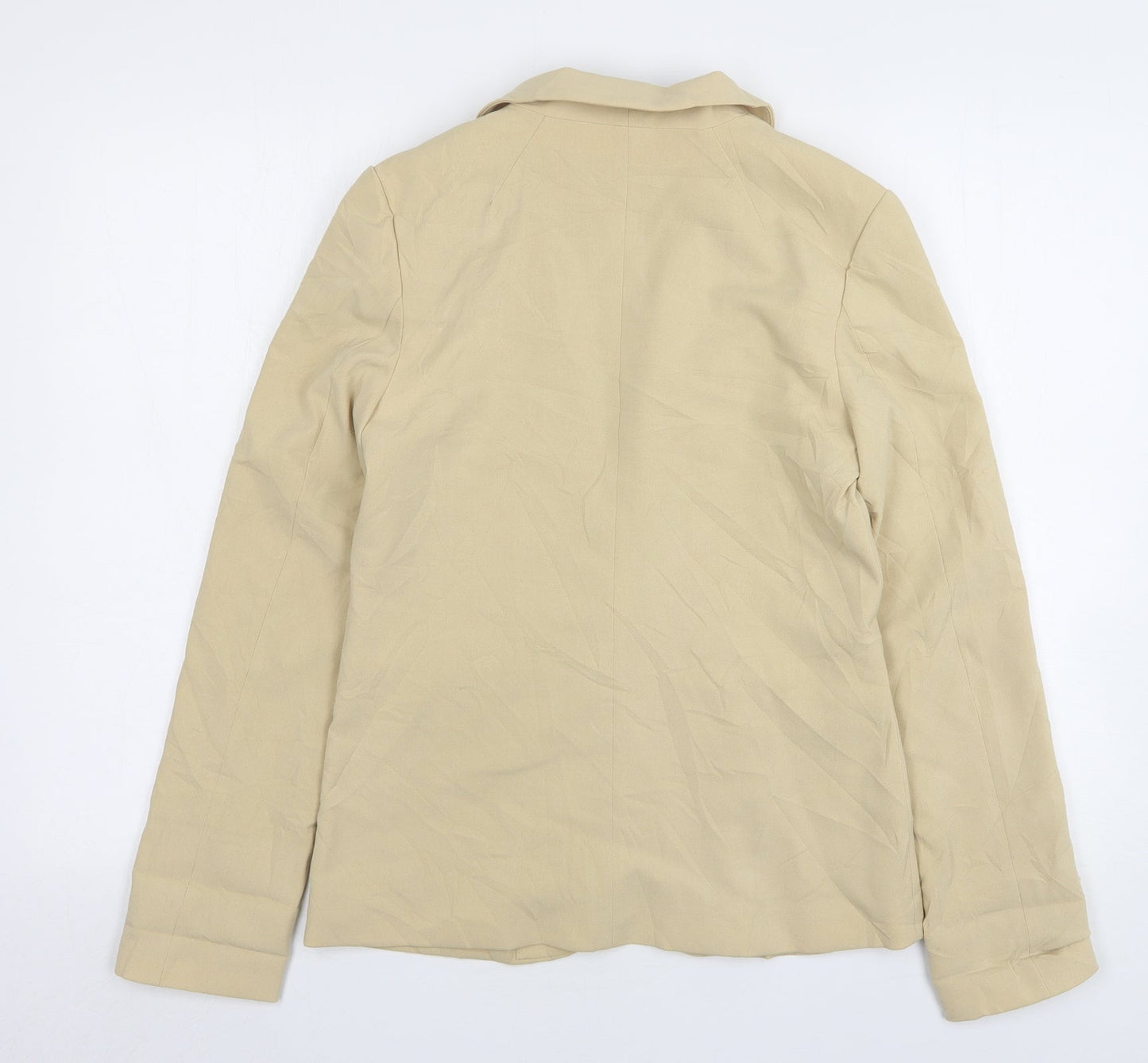 H&M Womens Beige  Polyester Jacket Suit Jacket Size 10