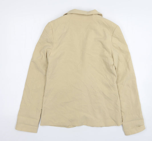 H&M Womens Beige  Polyester Jacket Suit Jacket Size 10