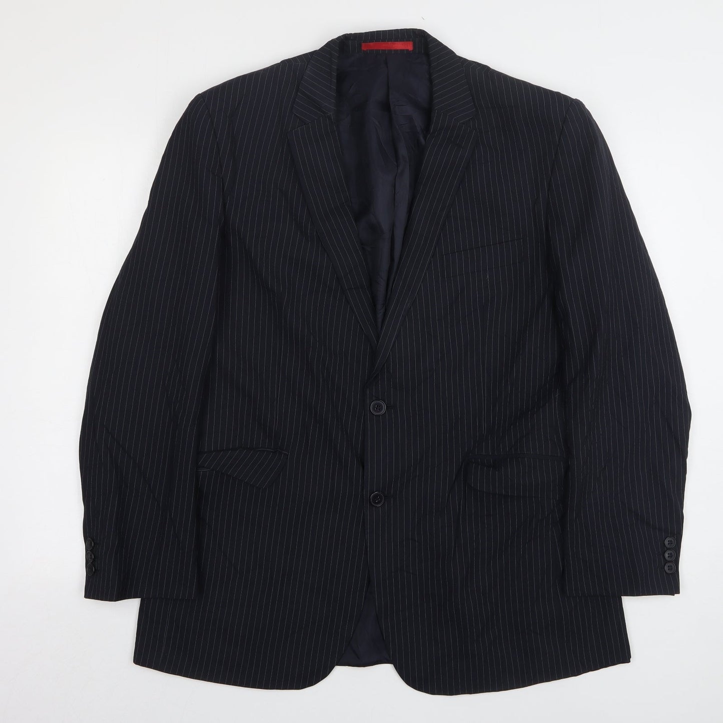 Burton  Mens Blue Striped Polyester Jacket Suit Jacket Size 42