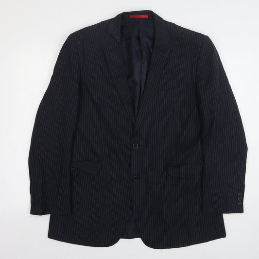 Burton  Mens Blue Striped Polyester Jacket Suit Jacket Size 42
