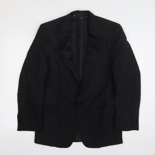 Wellington Mens Black  Polyester Jacket Suit Jacket Size 38