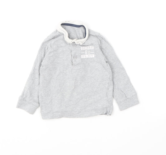 Mothercare Boys Grey  Cotton Basic Polo Size 9-12 Months Collared