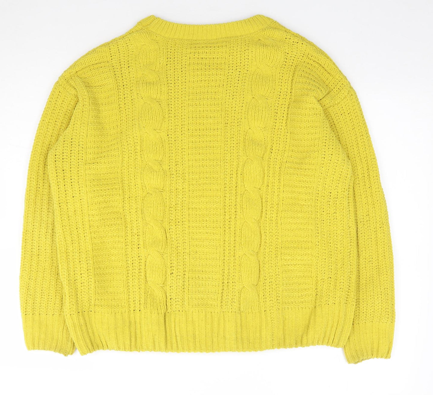 Yssica Womens Yellow Crew Neck  Polyester Pullover Jumper Size S