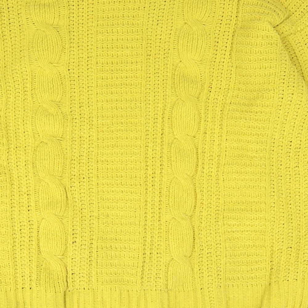 Yssica Womens Yellow Crew Neck  Polyester Pullover Jumper Size S