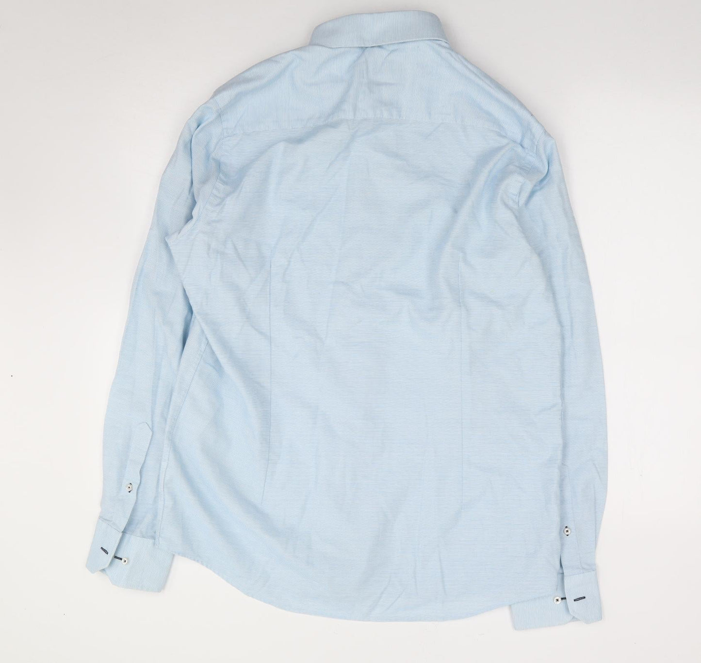 Bruun & Stengade Mens Blue  Cotton  Button-Up Size 42 Collared Button