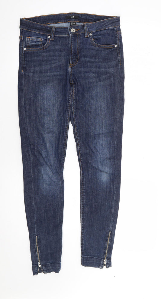 H&M  Womens Blue  Cotton Skinny Jeans Size 28 L28 in Regular Zip