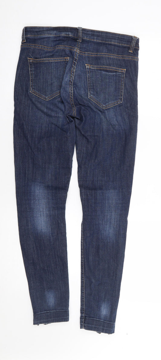 H&M  Womens Blue  Cotton Skinny Jeans Size 28 L28 in Regular Zip