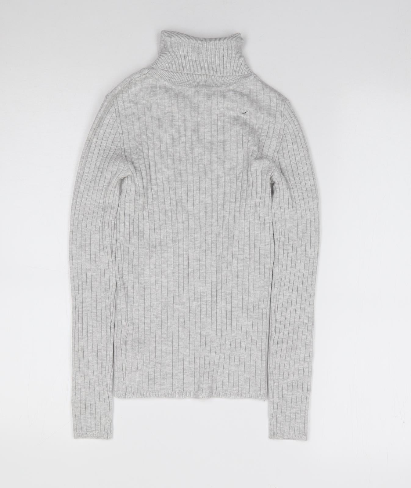 Primark Girls Grey Roll Neck  Viscose Pullover Jumper Size 10-11 Years  Pullover - Ribbed