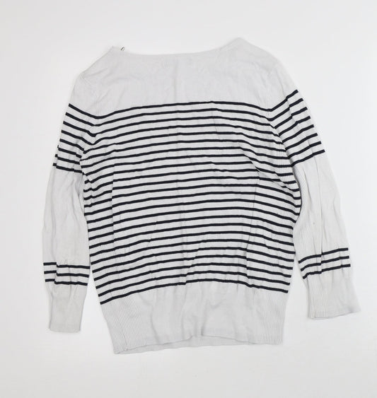 Debenhams Womens White Striped Viscose Pullover Sweatshirt Size 14