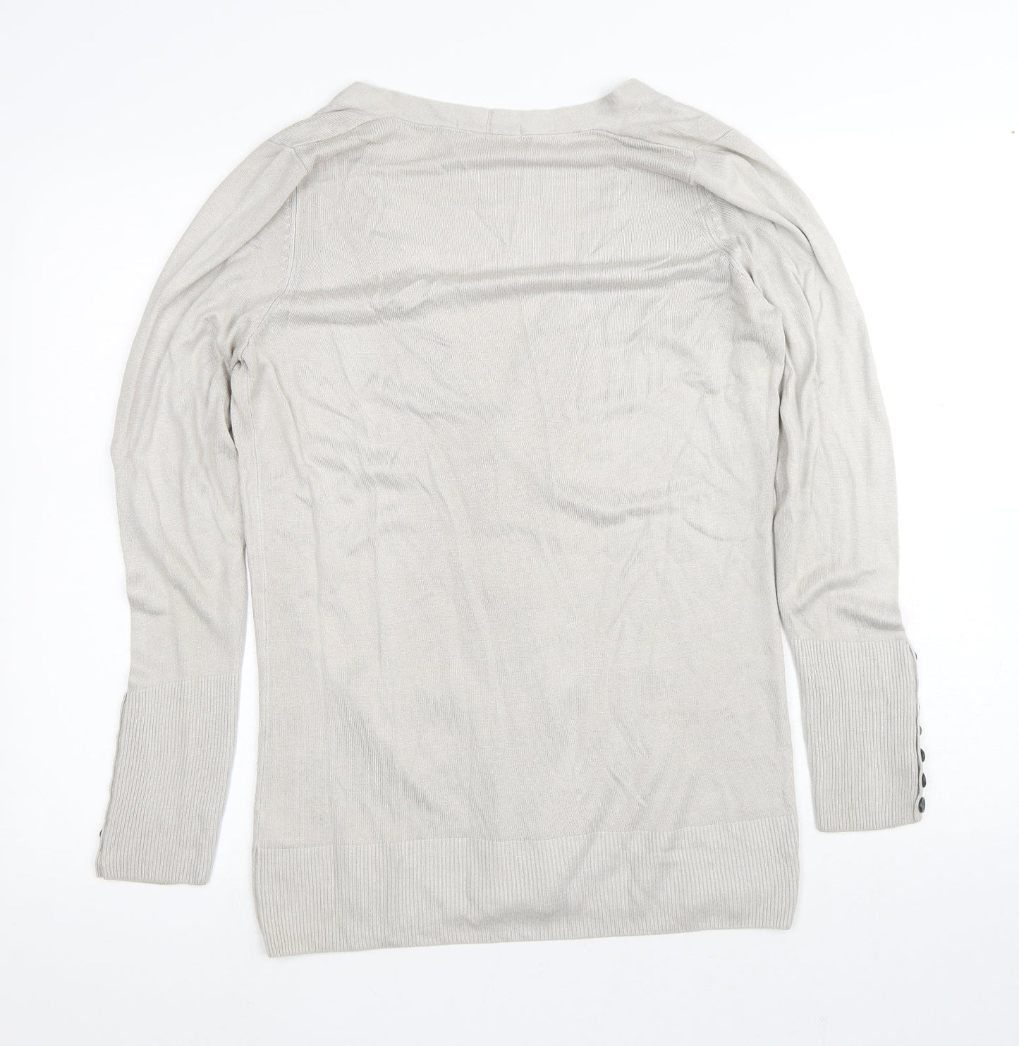 Marks and Spencer Womens Silver V-Neck  Acrylic Cardigan Jumper Size 12