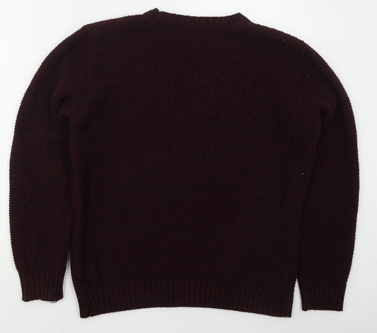 Cedar Wood State Mens Purple Crew Neck  Acrylic Pullover Jumper Size L