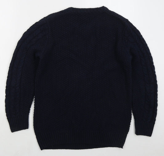 Matalan Mens Blue Crew Neck  Acrylic Pullover Jumper Size M