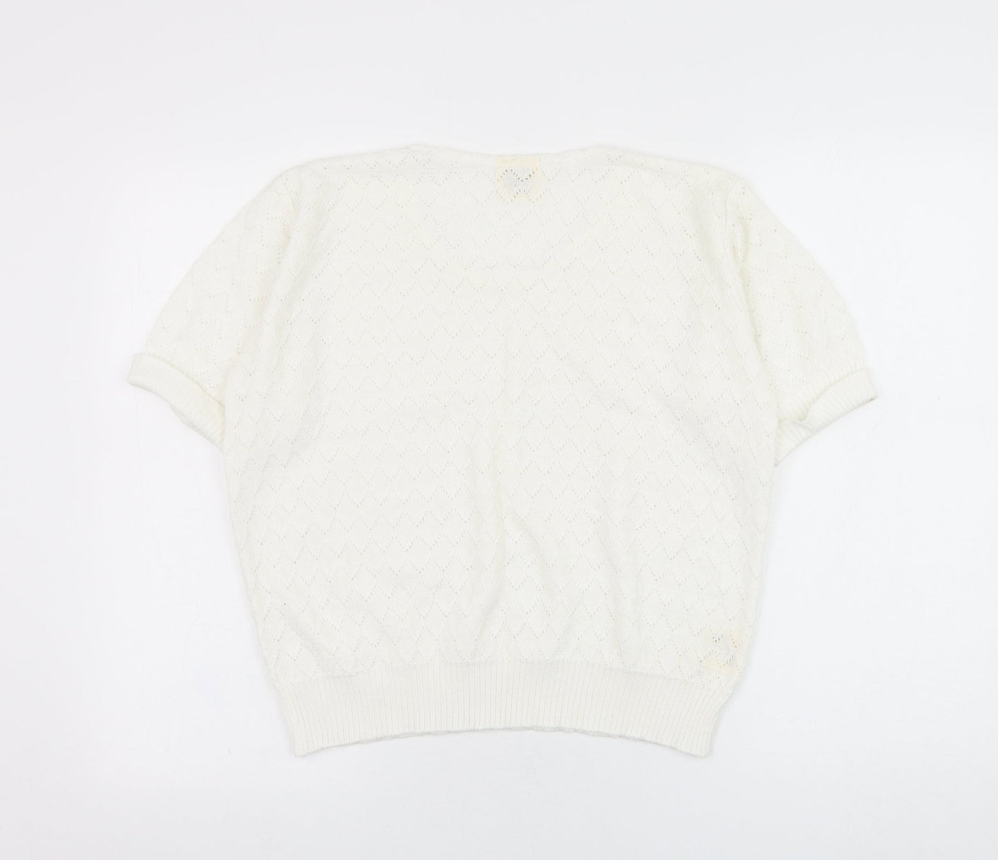 Something Special Womens White Round Neck  Acrylic Pullover Jumper Size 8