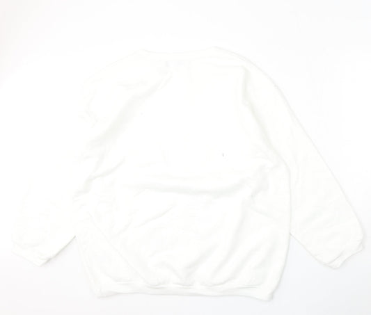 Of life and lemons Womens White  Cotton Pullover Sweatshirt Size L
