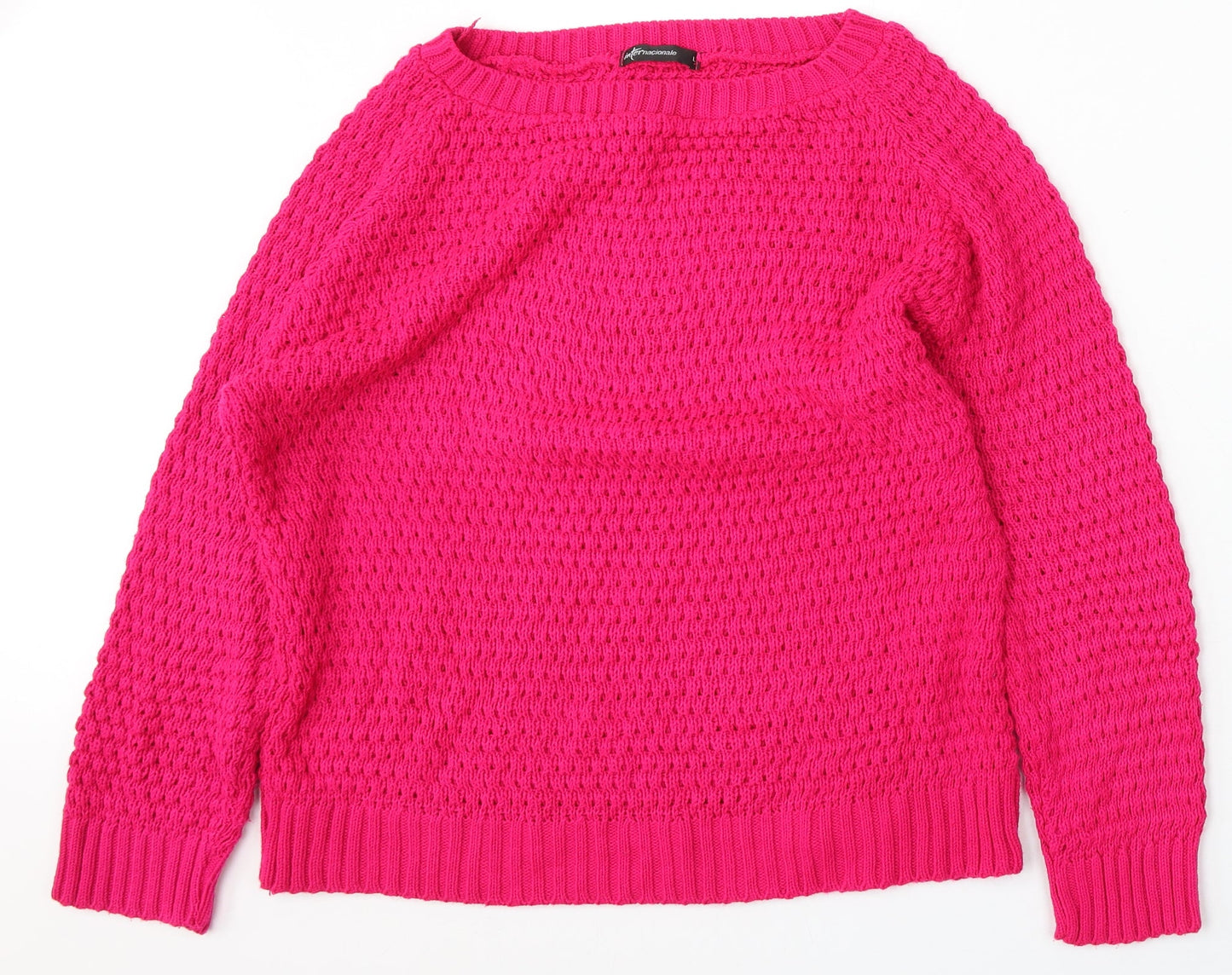 Internacionale Womens Pink Round Neck  Acrylic Pullover Jumper Size L