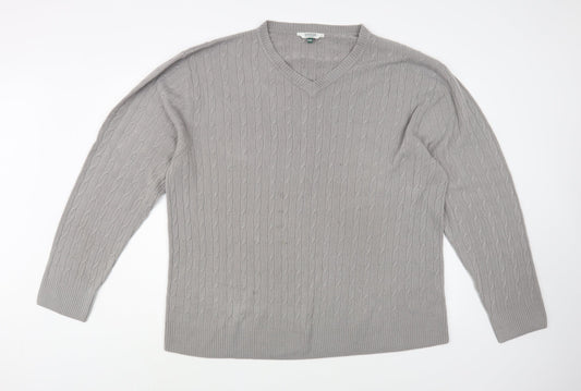 Harbour Classic Mens Grey V-Neck  Acrylic Pullover Jumper Size 2XL