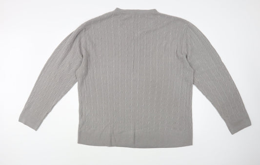 Harbour Classic Mens Grey V-Neck  Acrylic Pullover Jumper Size 2XL