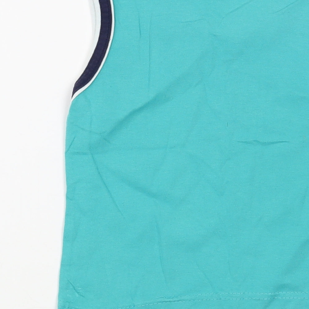 Preworn Boys Green  Cotton Basic Tank Size 4-5 Years Round Neck Pullover