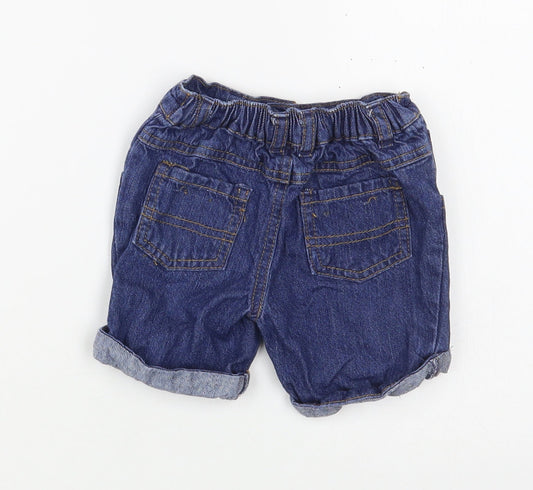Primark Baby Blue  Cotton Cropped Trousers Size 9-12 Months  Snap