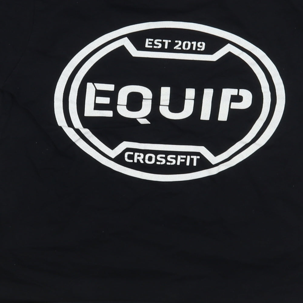 Equip Boys Black  Cotton Basic T-Shirt Size 9-10 Years Crew Neck Pullover