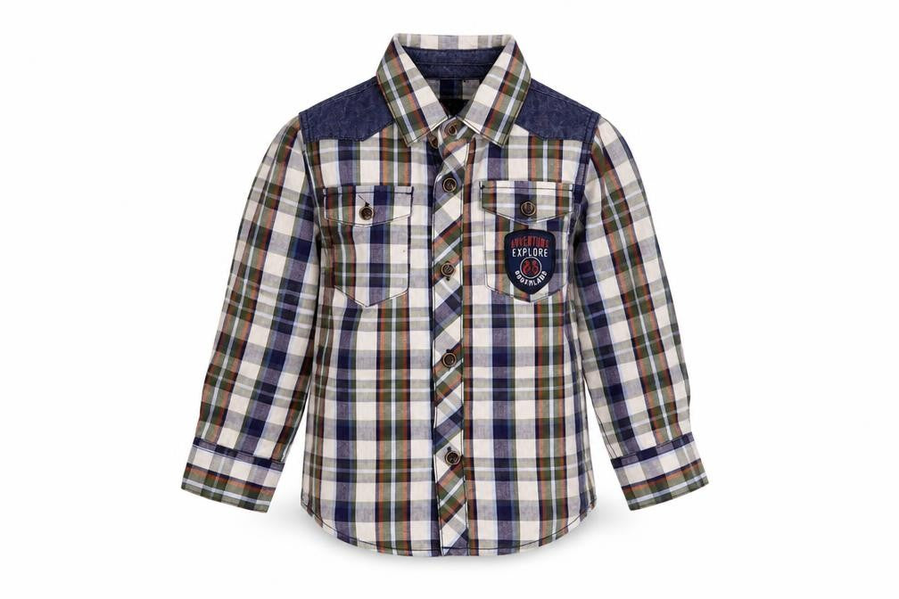 Losan Boys Multicoloured Plaid Cotton Basic Button-Up Size 3 Years Collared Button