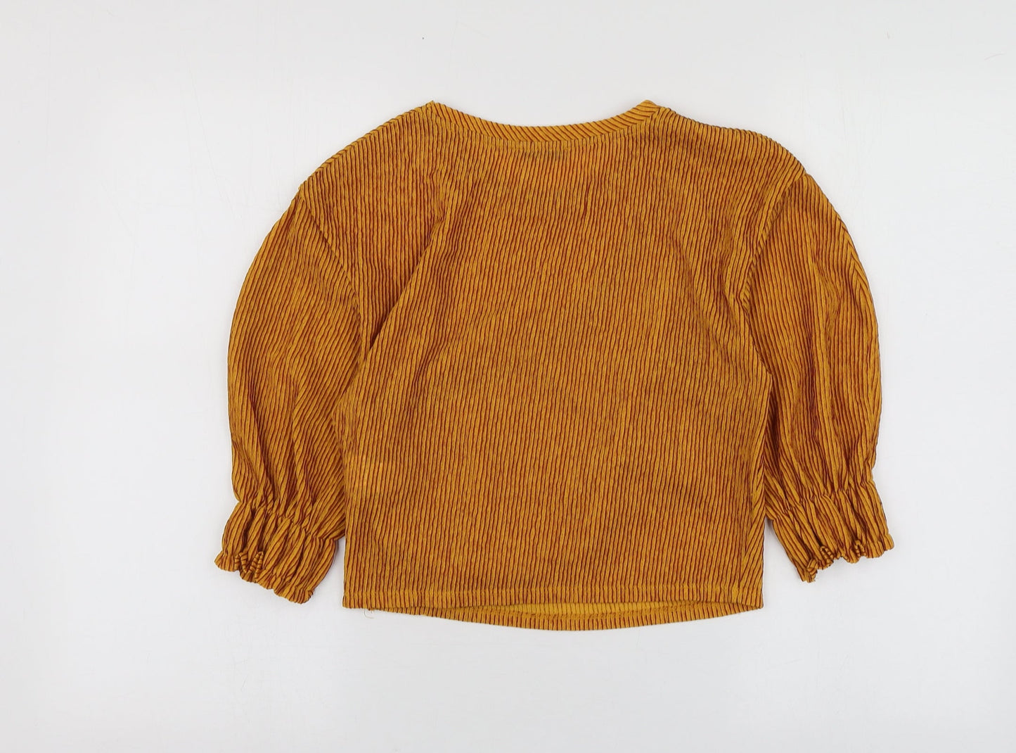 Zara Womens Yellow  Polyester Basic T-Shirt Size S V-Neck