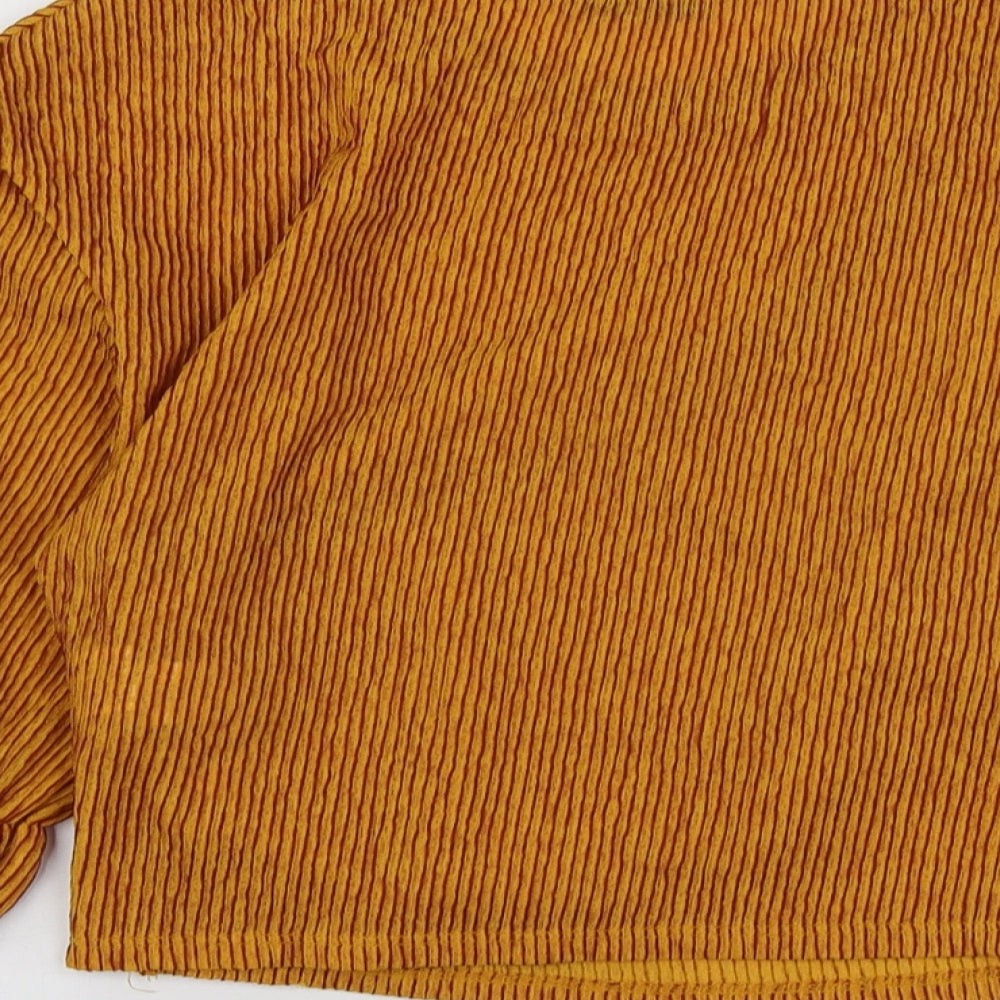 Zara Womens Yellow  Polyester Basic T-Shirt Size S V-Neck