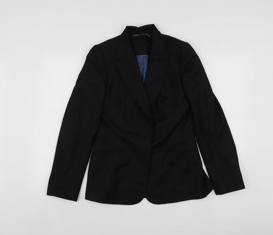 Quentin Reed Womens Black Striped Wool Jacket Suit Jacket Size 10