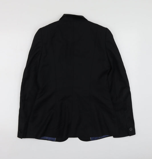 Quentin Reed Womens Black Striped Wool Jacket Suit Jacket Size 10