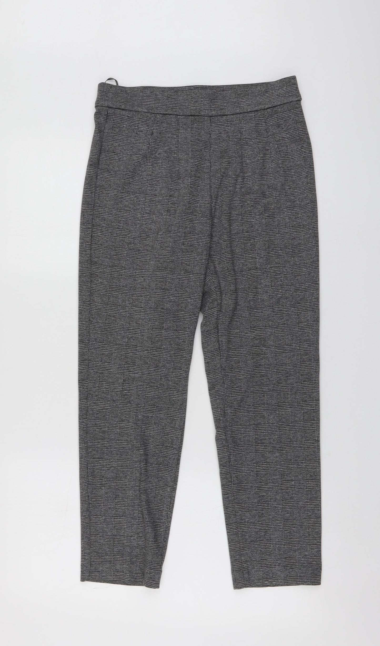 M7S Womens Grey Plaid Polyester Chino Trousers Size 10 L25 in Regular