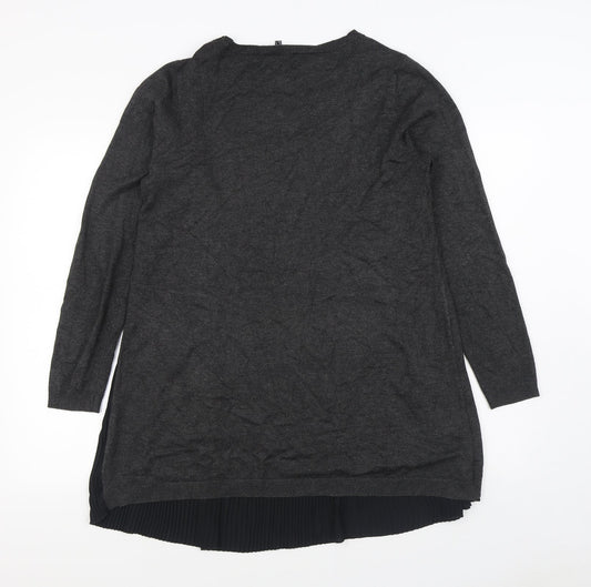 Yest Womens Grey  Viscose Jumper Dress  Size 12  Scoop Neck Pullover