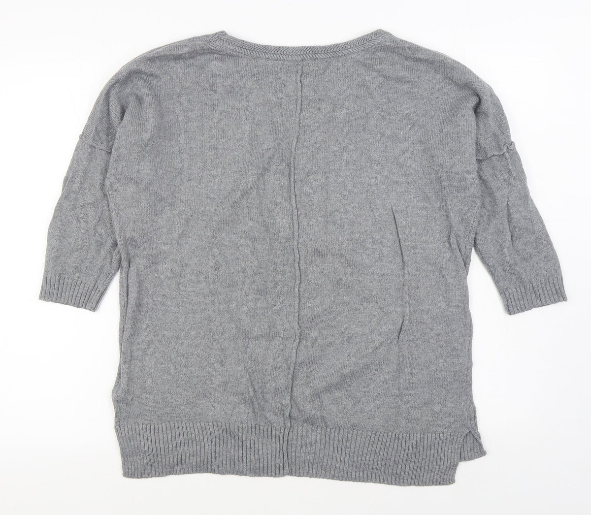 H&M Womens Grey Boat Neck  Cotton Pullover Jumper Size L