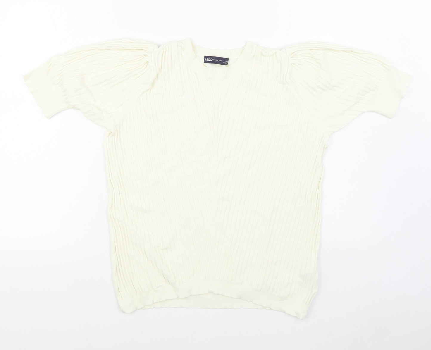 Marks and Spencer Womens White Round Neck  Viscose Pullover Jumper Size 16