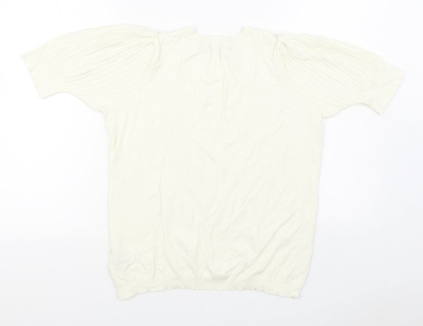 Marks and Spencer Womens White Round Neck  Viscose Pullover Jumper Size 16