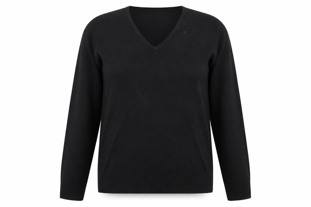 Marks and Spencer Womens Black V-Neck  Acrylic Pullover Jumper Size 12
