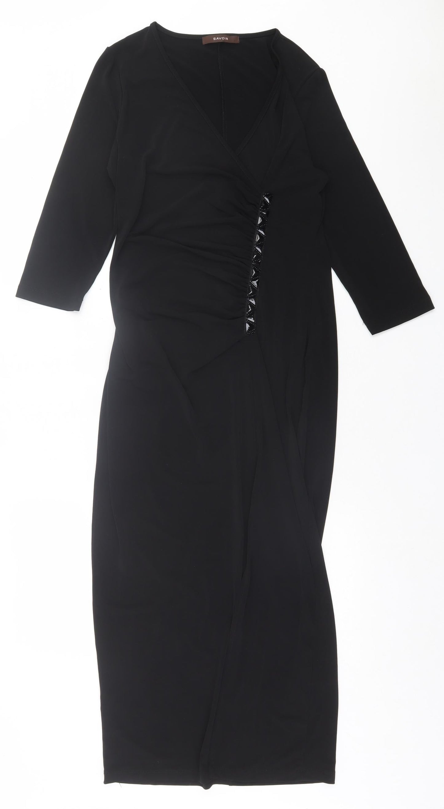 Savoir Womens Black  Polyester A-Line  Size 12  V-Neck Pullover