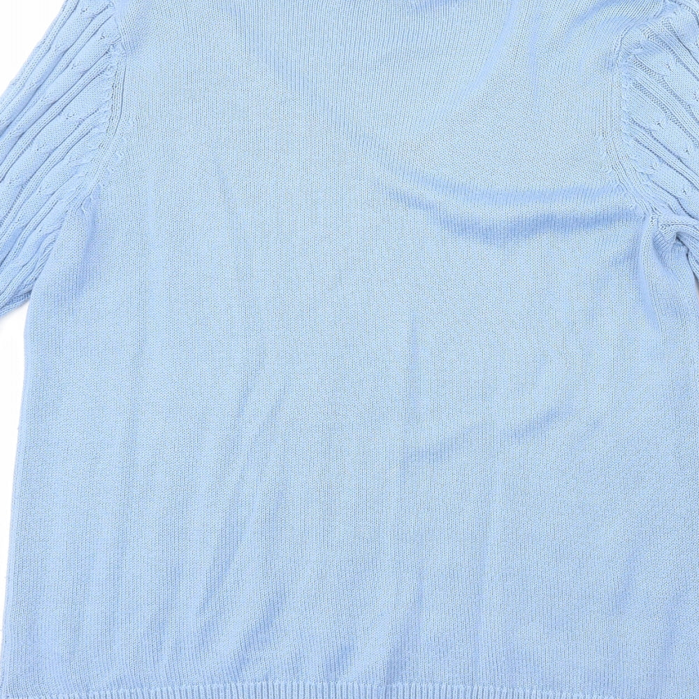 Gallery Womens Blue Scoop Neck  Acrylic Pullover Jumper Size M