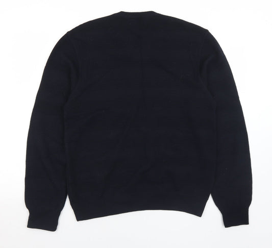 Marks and Spencer Mens Blue V-Neck  Acrylic Pullover Jumper Size S
