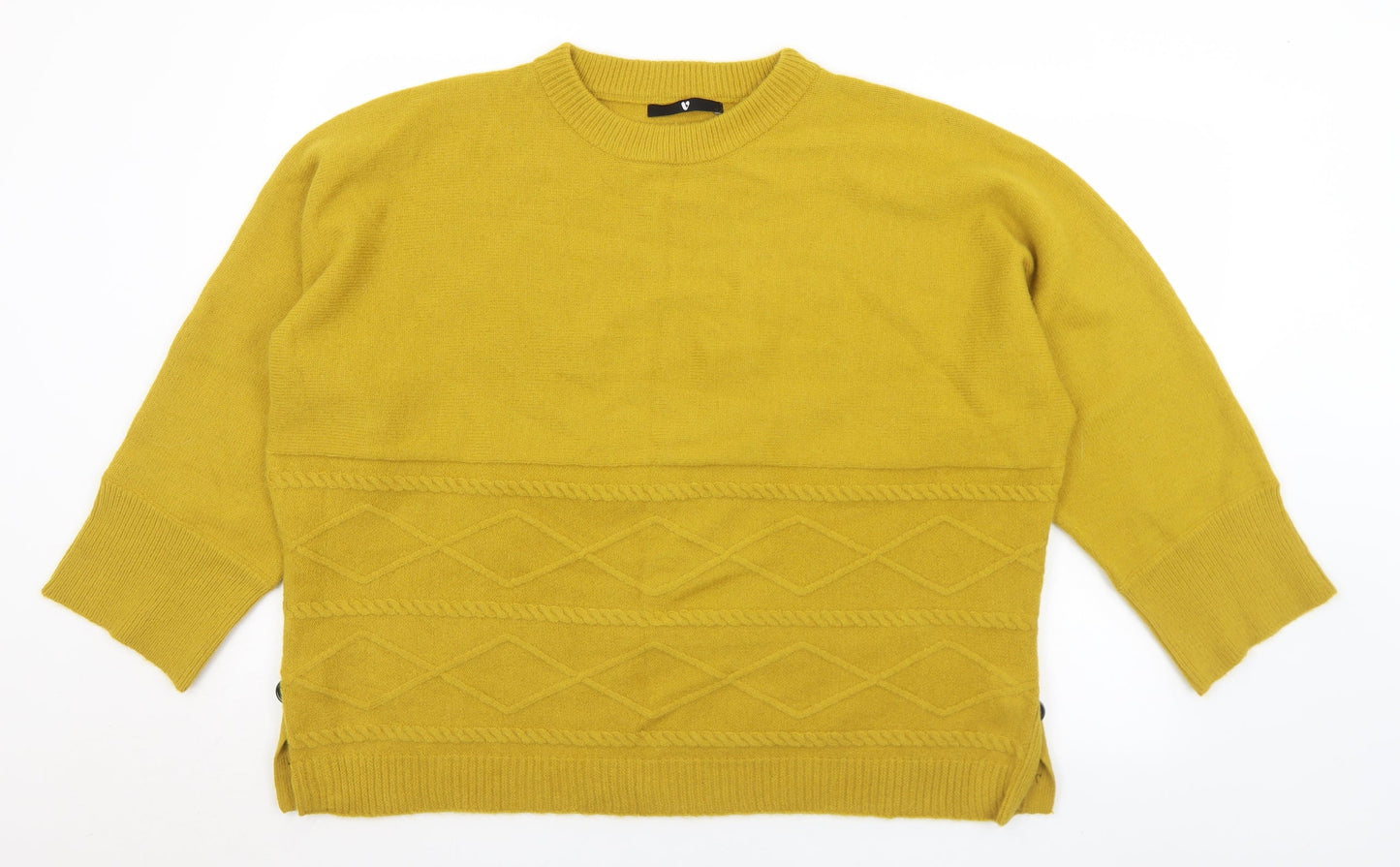 Very Womens Yellow Crew Neck  Acrylic Pullover Jumper Size 14