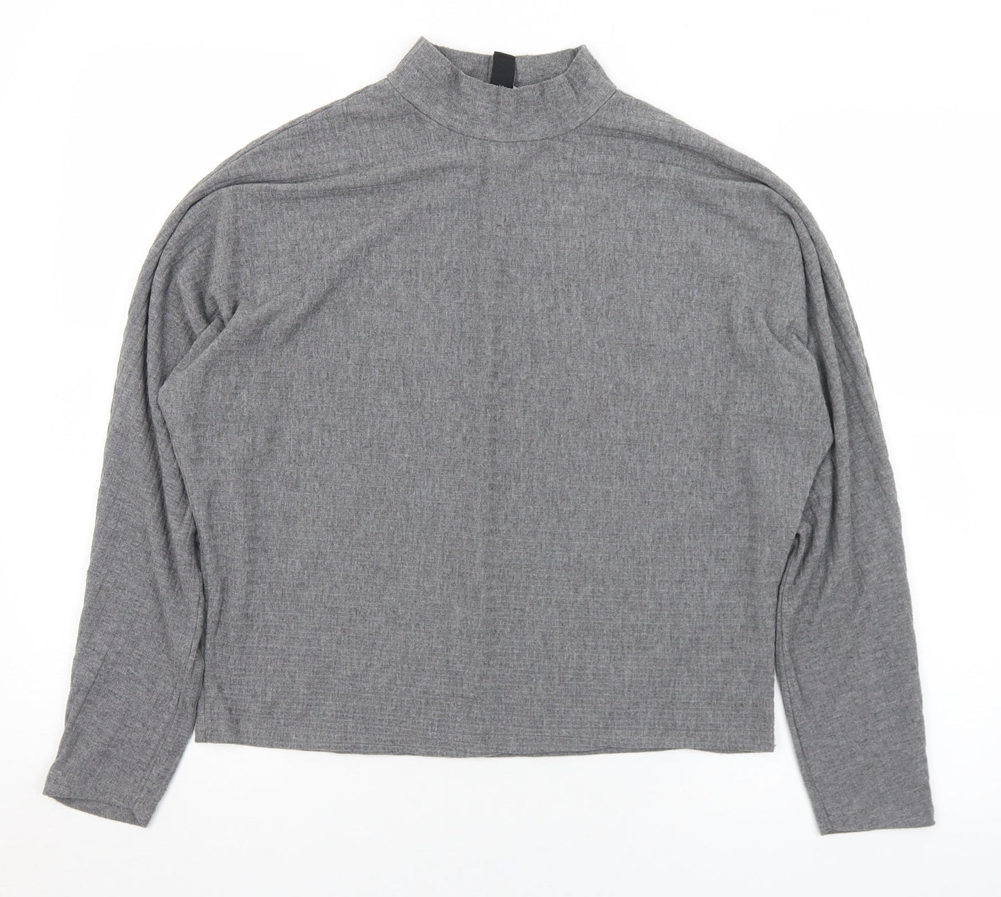New Look Womens Grey Mock Neck  Polyester Pullover Jumper Size S