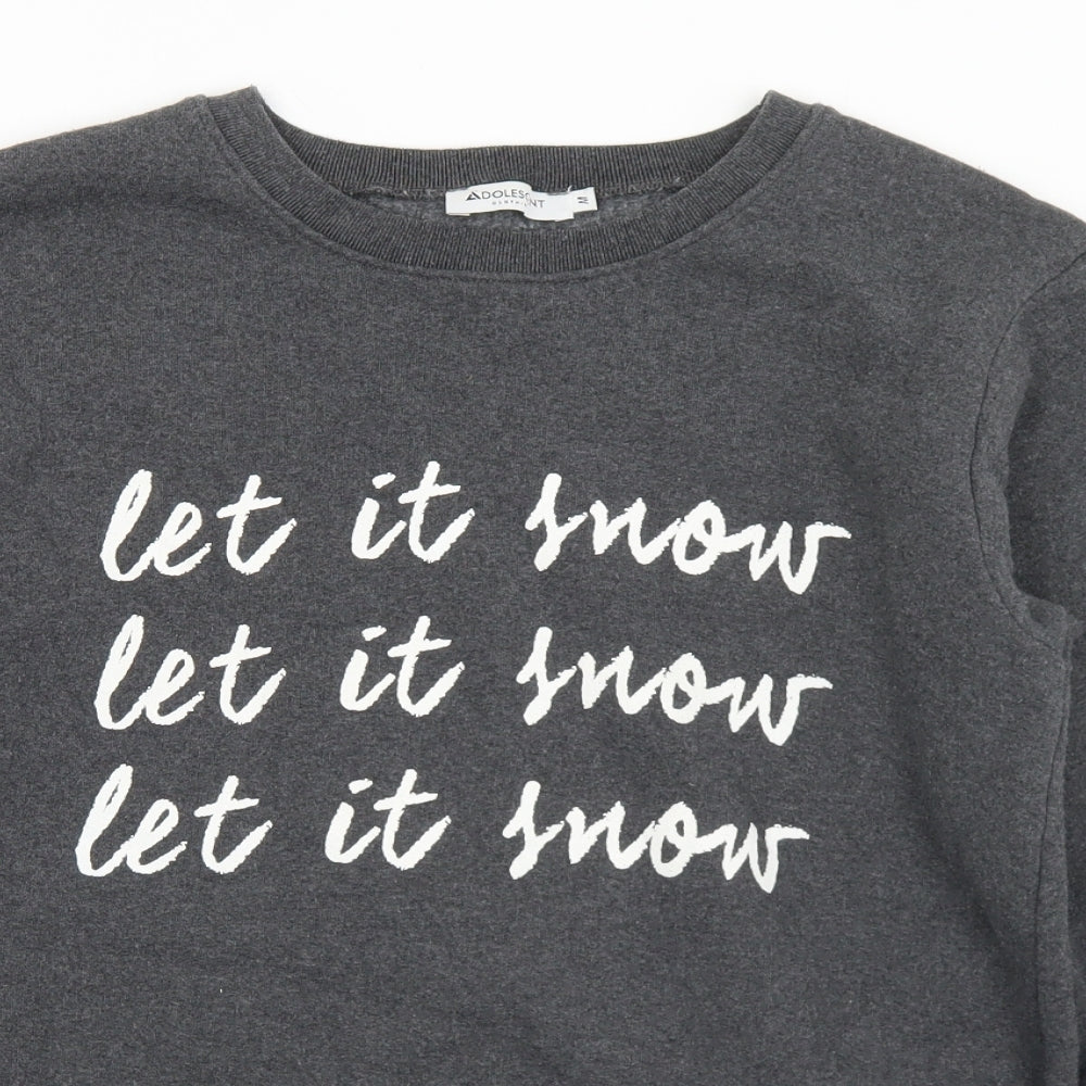 Adolescent Mens Grey  Polyester Pullover Sweatshirt Size M   - Let it snow
