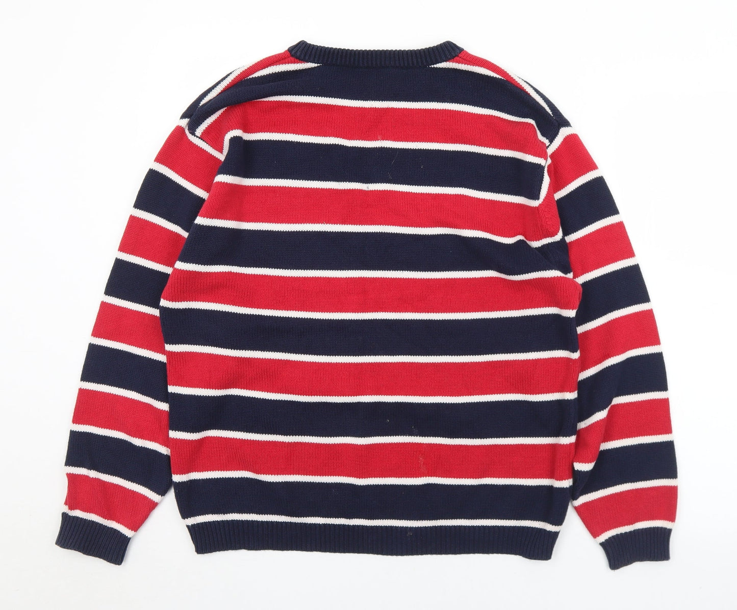 IZOD Womens Multicoloured Crew Neck Striped Cotton Pullover Jumper Size 14   - 14-16