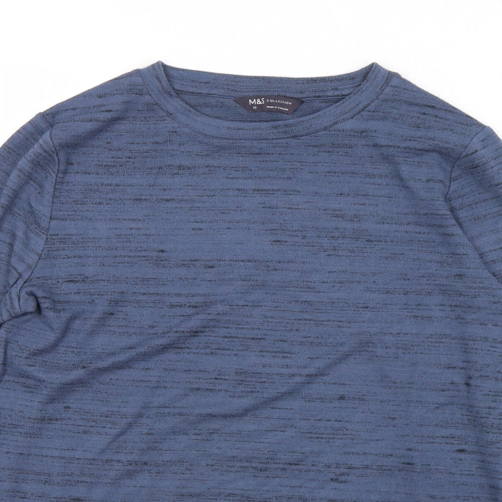 Marks and Spencer Womens Blue Round Neck  Polyester Pullover Jumper Size 10