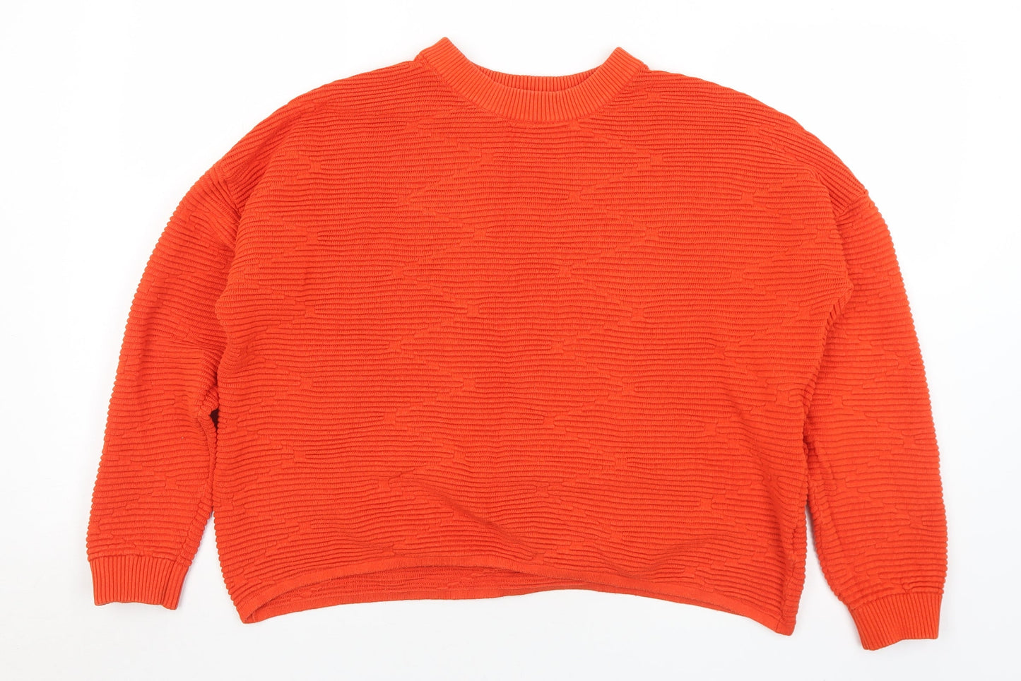 Divided Womens Orange Mock Neck  Cotton Pullover Jumper Size S